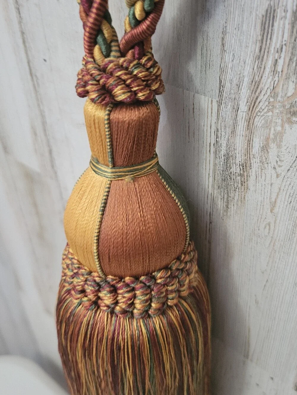 Two Large Elegant Drapery Corded Tassel Rope Tie backs